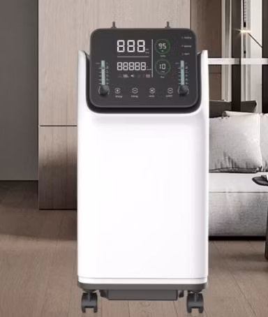 Concentrador de oxígeno médico de 5 litros con 93% de alta pureza, alarma de baja pureza, nebulizador